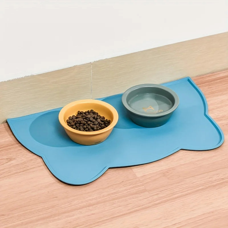 Feeding Mat For Dogs & Cats. Easy Clean With Raised Edge