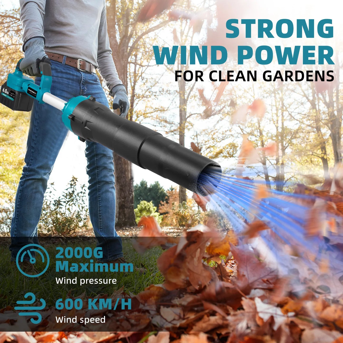 Electric Air Blower 5 Speed Turbo Fan, Leaf / Snow Blowing