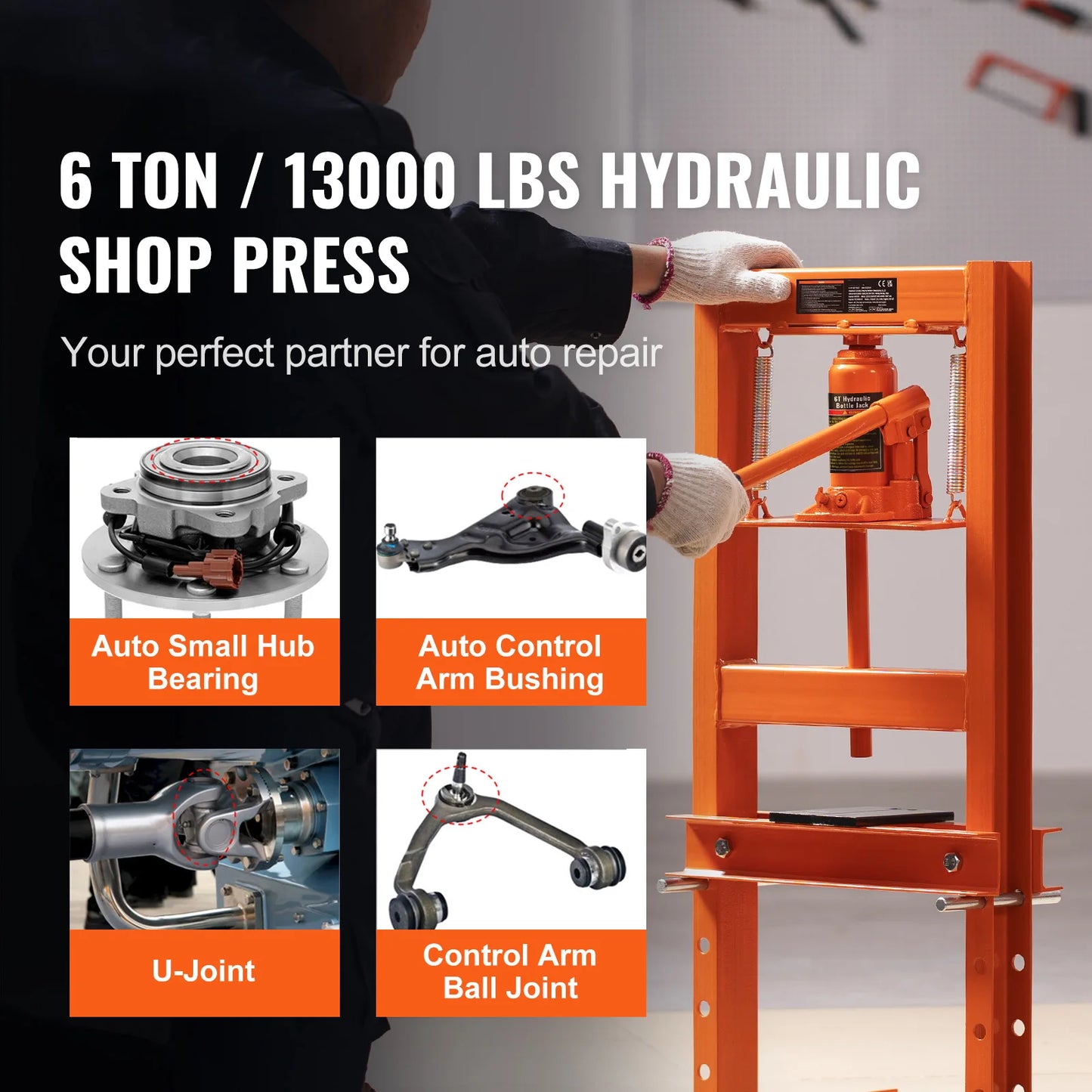 Hydraulic Shop Press, 6Ton w/Press Plates
