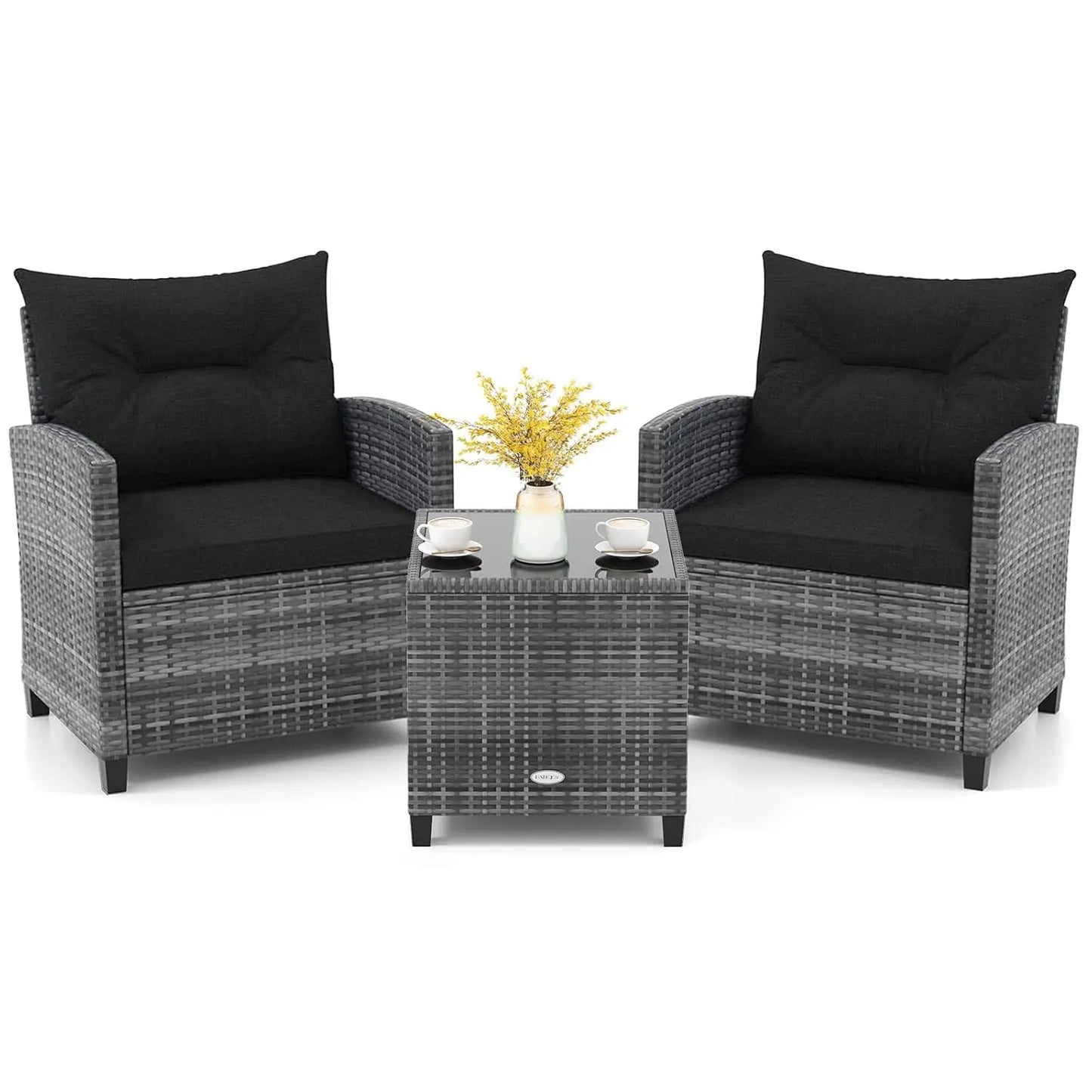 3 Piece Patio Furniture Set with Washable Cushions