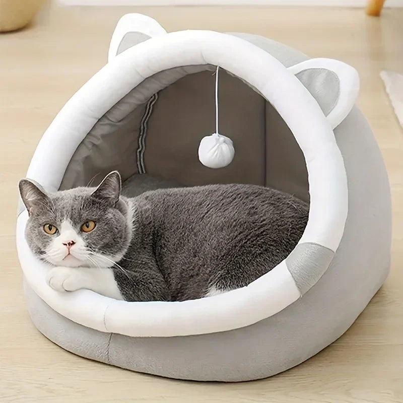 Modern Style Plush Cat Cave, with Removable Pad