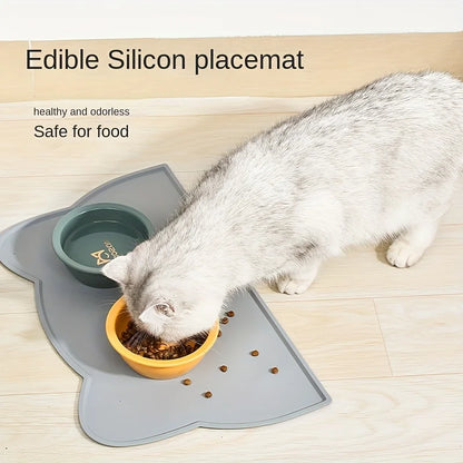 Feeding Mat For Dogs & Cats. Easy Clean With Raised Edge