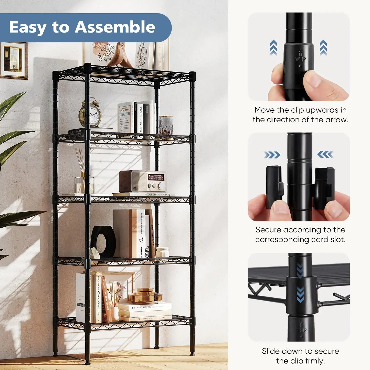 3-5 Tier Metal Wire Adjustable Storage Shelves