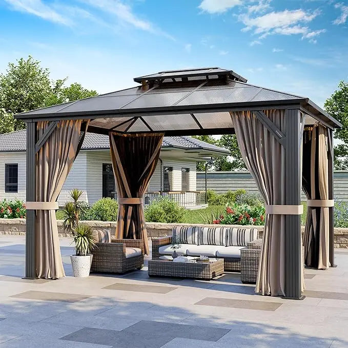 10'x12' Gazebo, Aluminum Frame with Galvanized Steel Roof