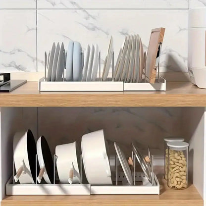 Expandable Kitchen Pot Pan Organizer with 7 Adjustable Dividers