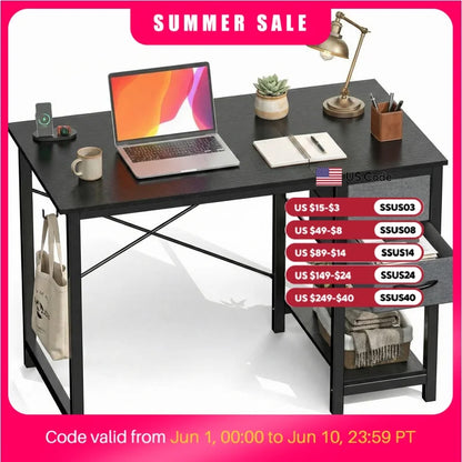47IN Wood Computer Desk with 2 Drawers