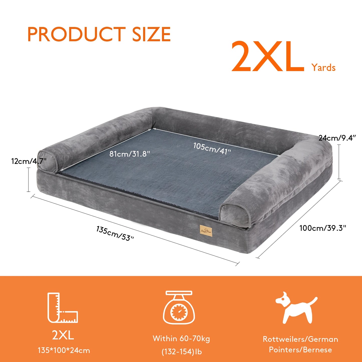 Dog Bed Extra Large Orthopedic with Removable Washable Cover
