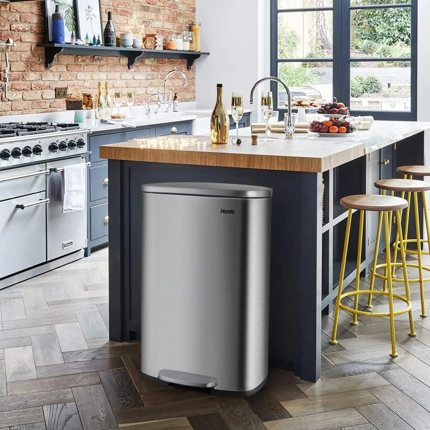Step Lid Stainless Steel Kitchen Trash Can