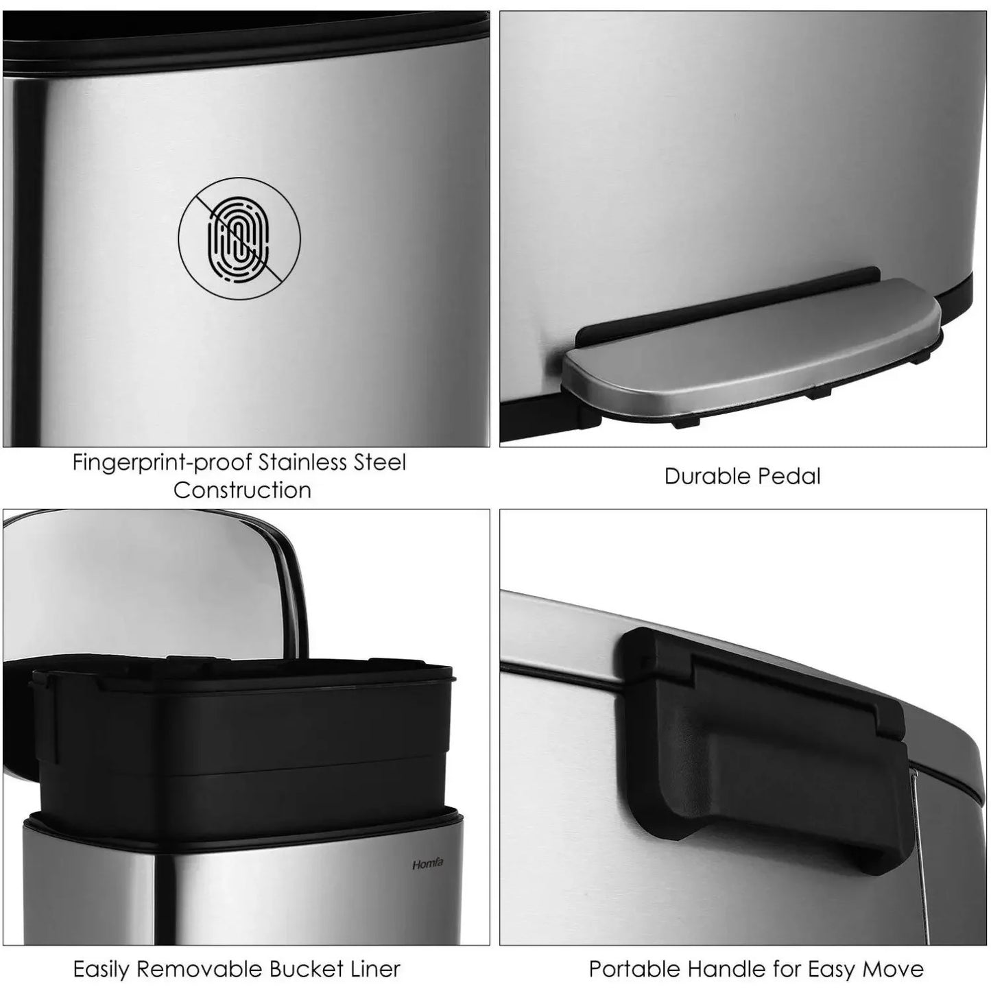 Step Lid Stainless Steel Kitchen Trash Can