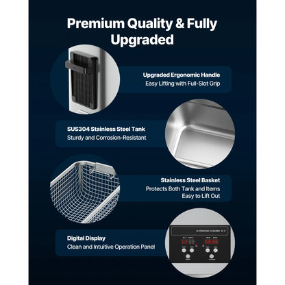 6L /10L Stainless Steel Ultrasonic Cleaner for Jewelry & Coins