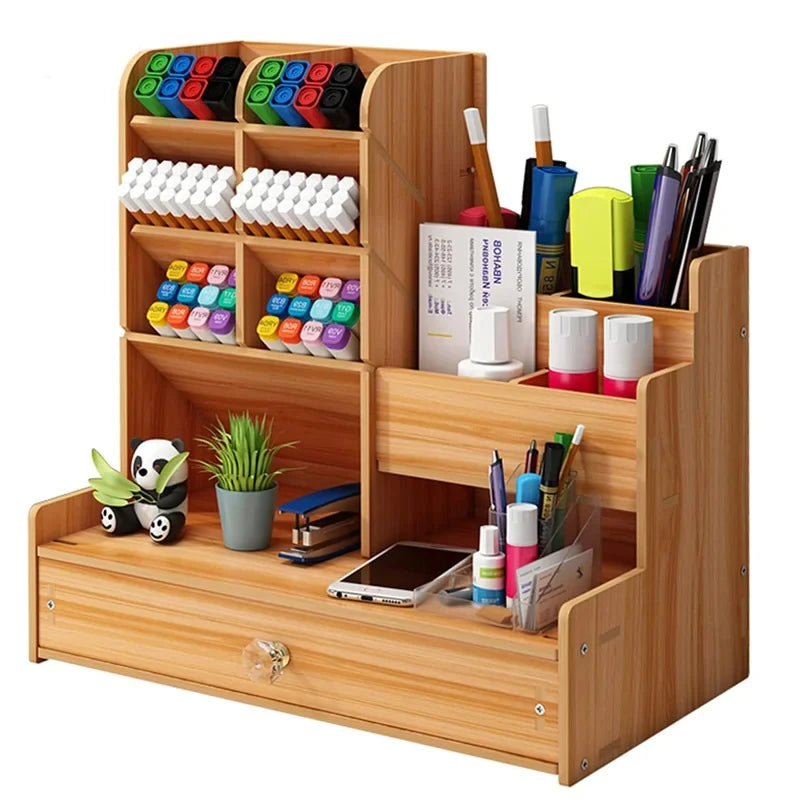 Wooden Organizer w/Drawer for Desktop