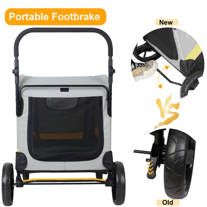 Pet Stroller for 2 Dogs, Zipper Divider and Wheels