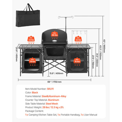 Camping Kitchen Table  with Carrying Bag,