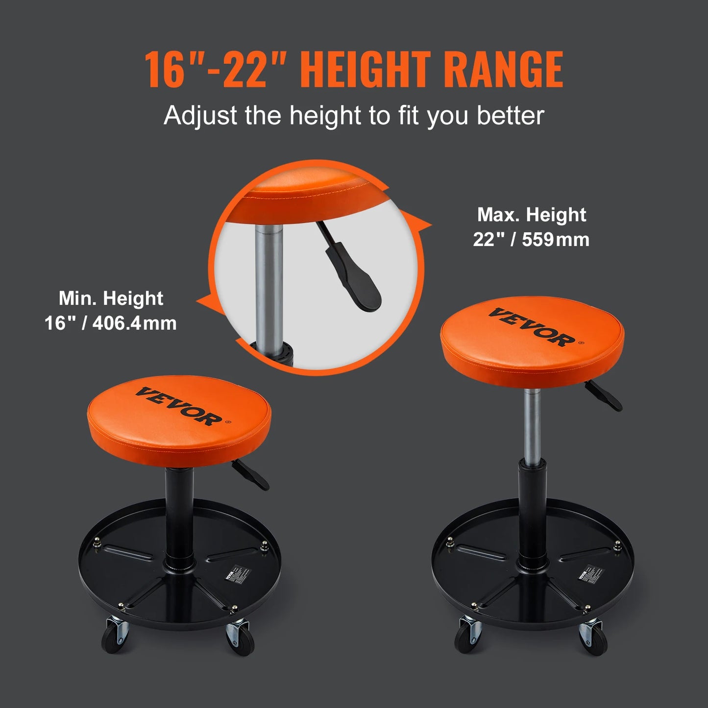 Rolling Pneumatic Mechanic Stool for Garage/Shop