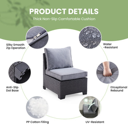 Patio Sectional Sofa Set, Outdoor Furniture with Ottoman