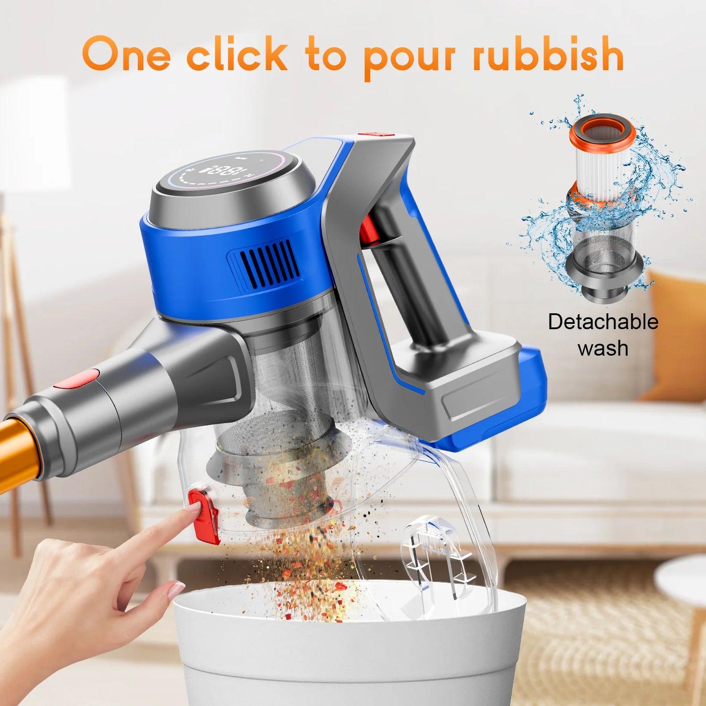 Cordless Handheld Vacuum Cleaner with High Power Suction, Wet and Dry