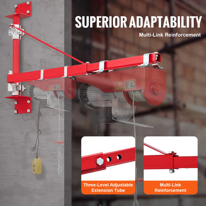 Electric Hoist, Swing Arm Support, w/Steel Hoist Frame, 180° Rotation
