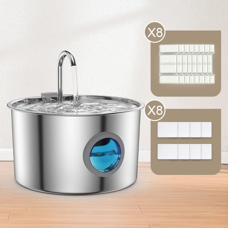 Stainless Steel Water Fountain for Dogs & Cats