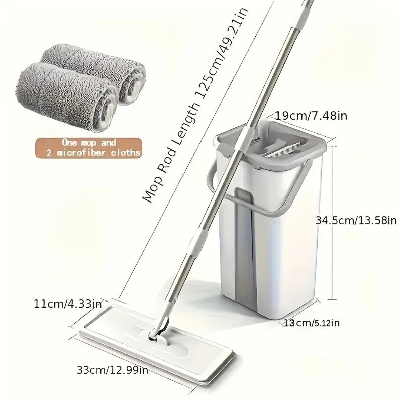 Mop & Bucket Set with 4 Microfiber Pads for Floor & Wall