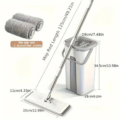 Mop & Bucket Set with 4 Microfiber Pads for Floor & Wall