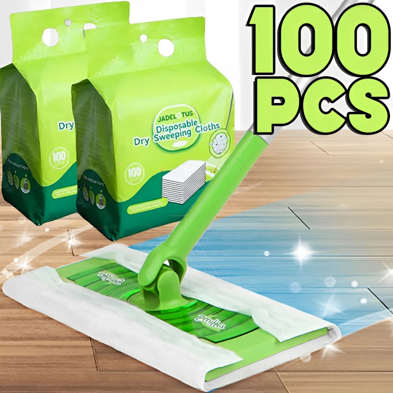 100PCS Disposable Floor Cleaning Wipes for Flat Swivel Mop