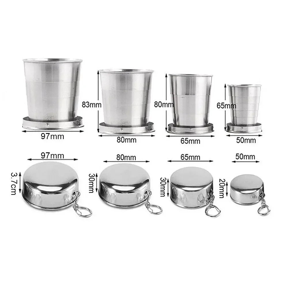 1PC 75/150/250/450ML Stainless Steel Outdoor Telescopic Collapsible Mug