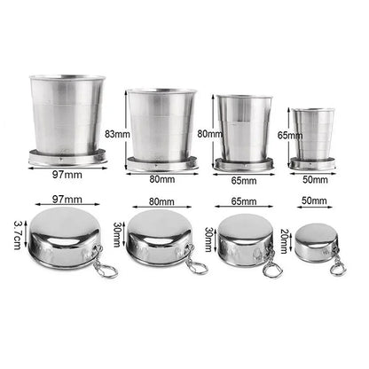 1PC 75/150/250/450ML Stainless Steel Outdoor Telescopic Collapsible Mug