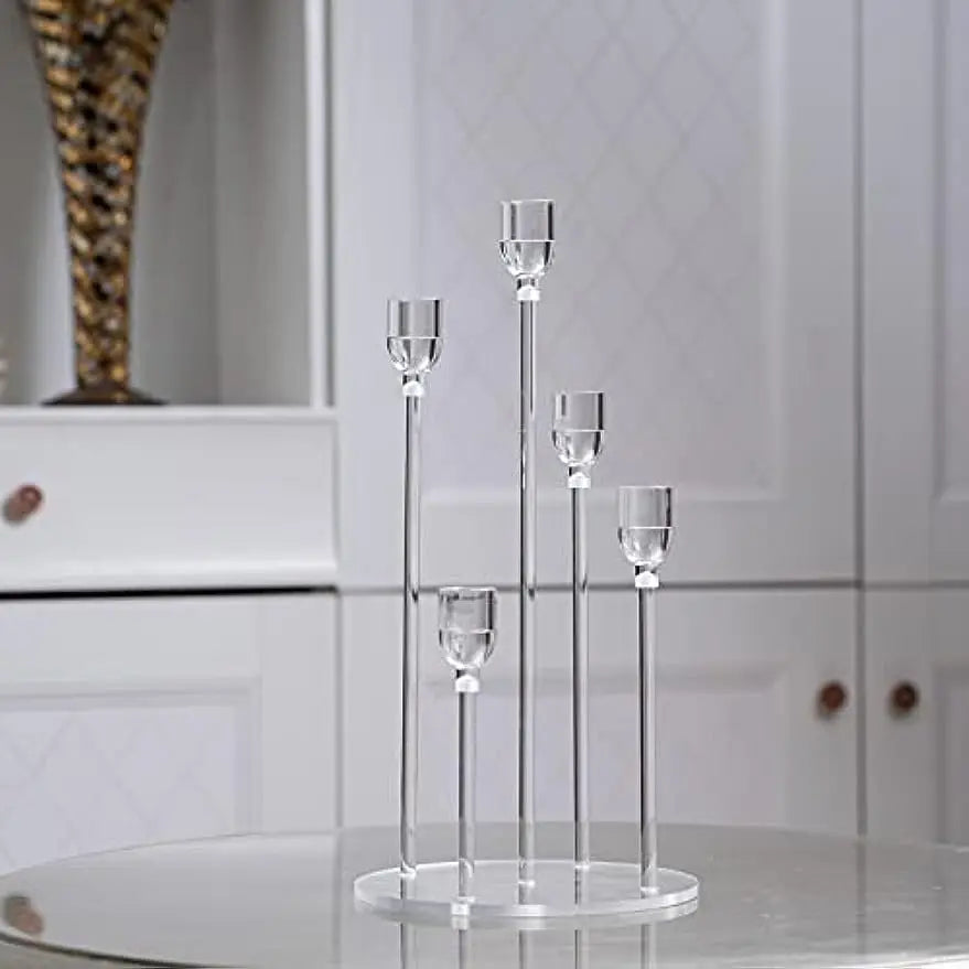 10pcs Acrylic 5 Arm Candle Holder
