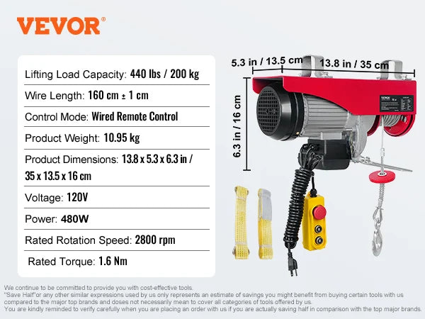 200-800kg Electric Hoist with Remote Control