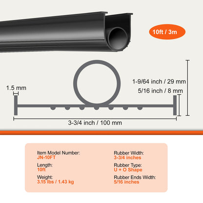 4.8m Garage Door Seals Bottom Rubber U Shape +O Ring