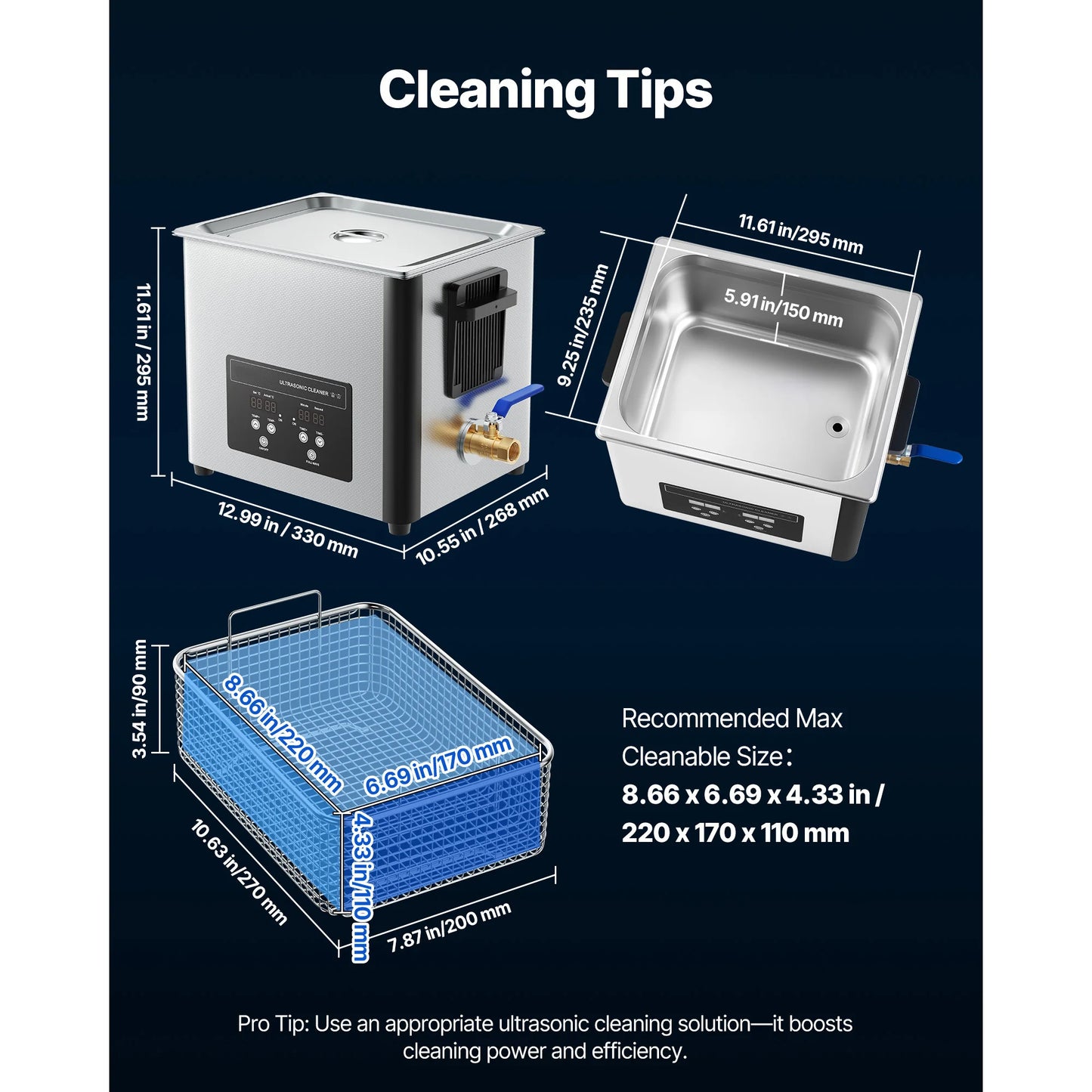 6L /10L Stainless Steel Ultrasonic Cleaner for Jewelry & Coins