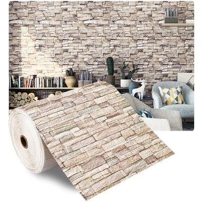 70cmx10m Self-adhesive Antique Foam Brick Wallpaper