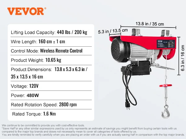 200-800kg Electric Hoist with Remote Control