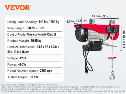 200-800kg Electric Hoist with Remote Control