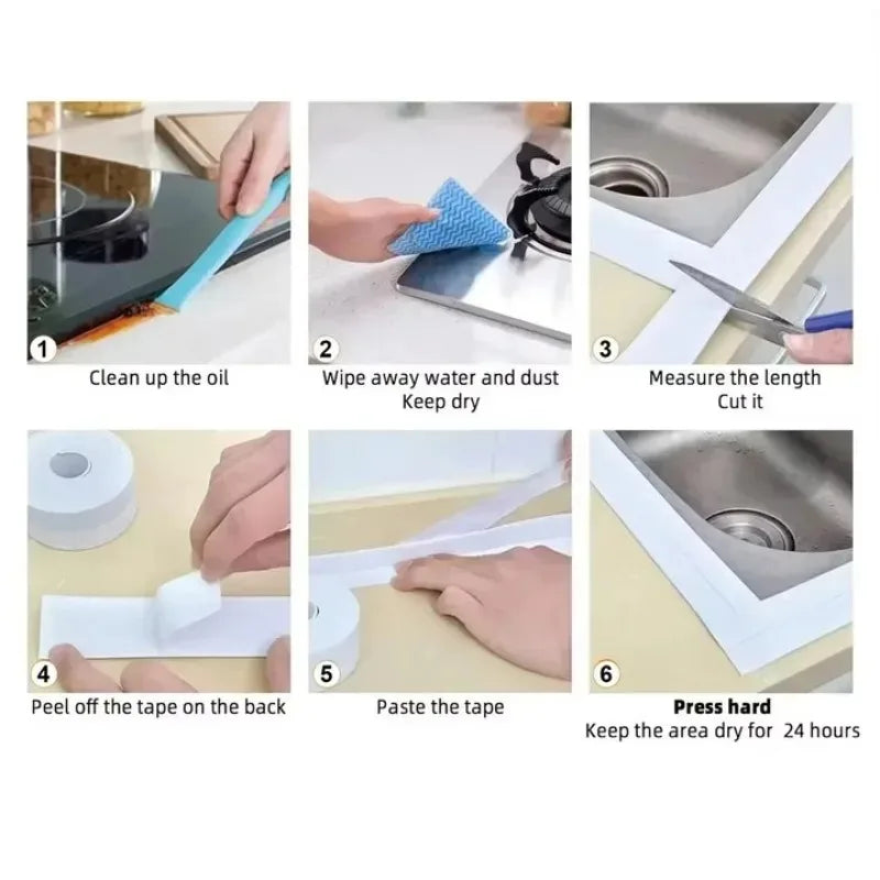 Shower, Sink, Bathroom &  Kitchen PVC Adhesive Sealing Strips
