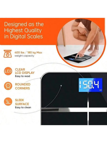 Body Fat Bathroom Scale with Tempered Glass 390 lbs Capacity
