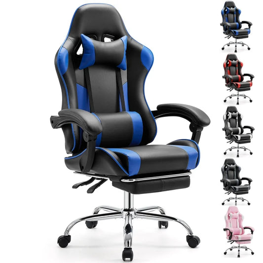 Gaming Chair Adjustable Swivel with Headrest & Lumbar Support
