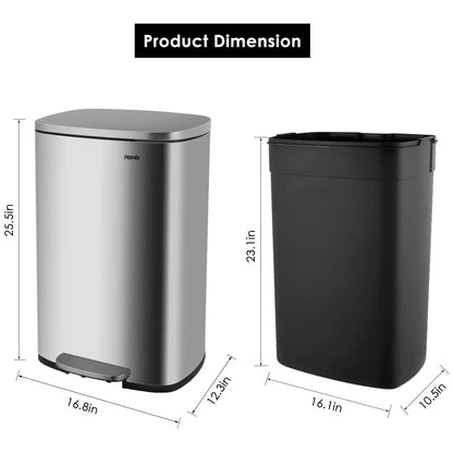 Step Lid Stainless Steel Kitchen Trash Can