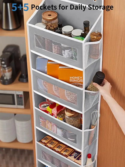 Gray Over the Door 5‑Shelf Organizer w/Pockets