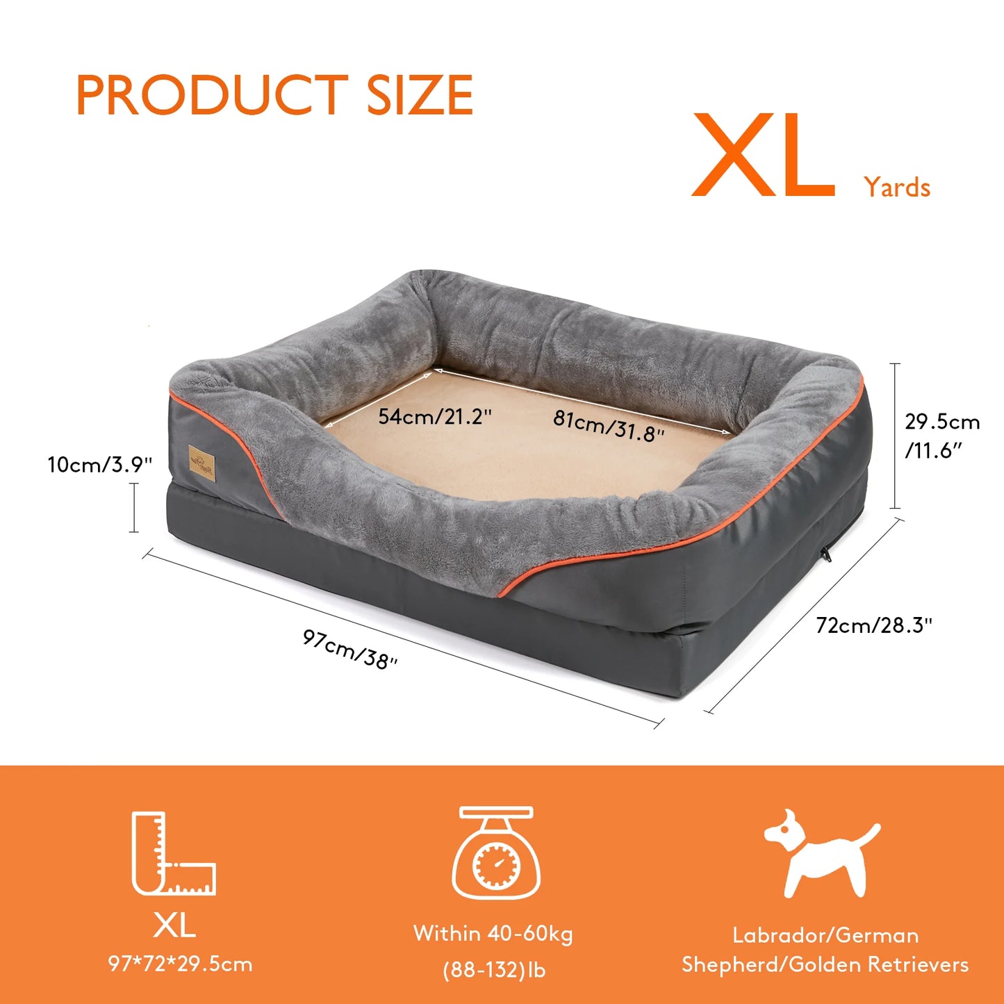 Large Dog Bed, Waterproof, and Comfortable with Washable Cover
