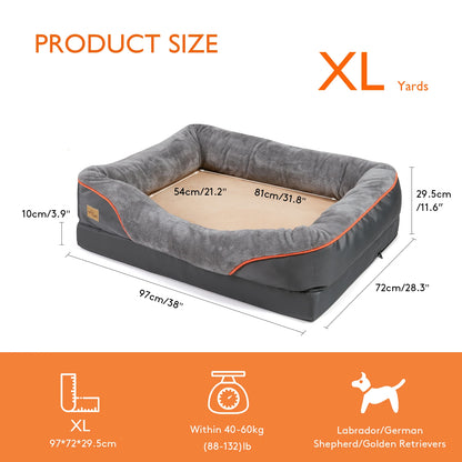 Large Dog Bed, Waterproof, and Comfortable with Washable Cover
