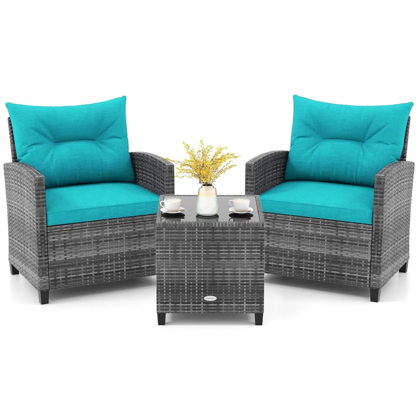 3 Piece Patio Furniture Set with Washable Cushions