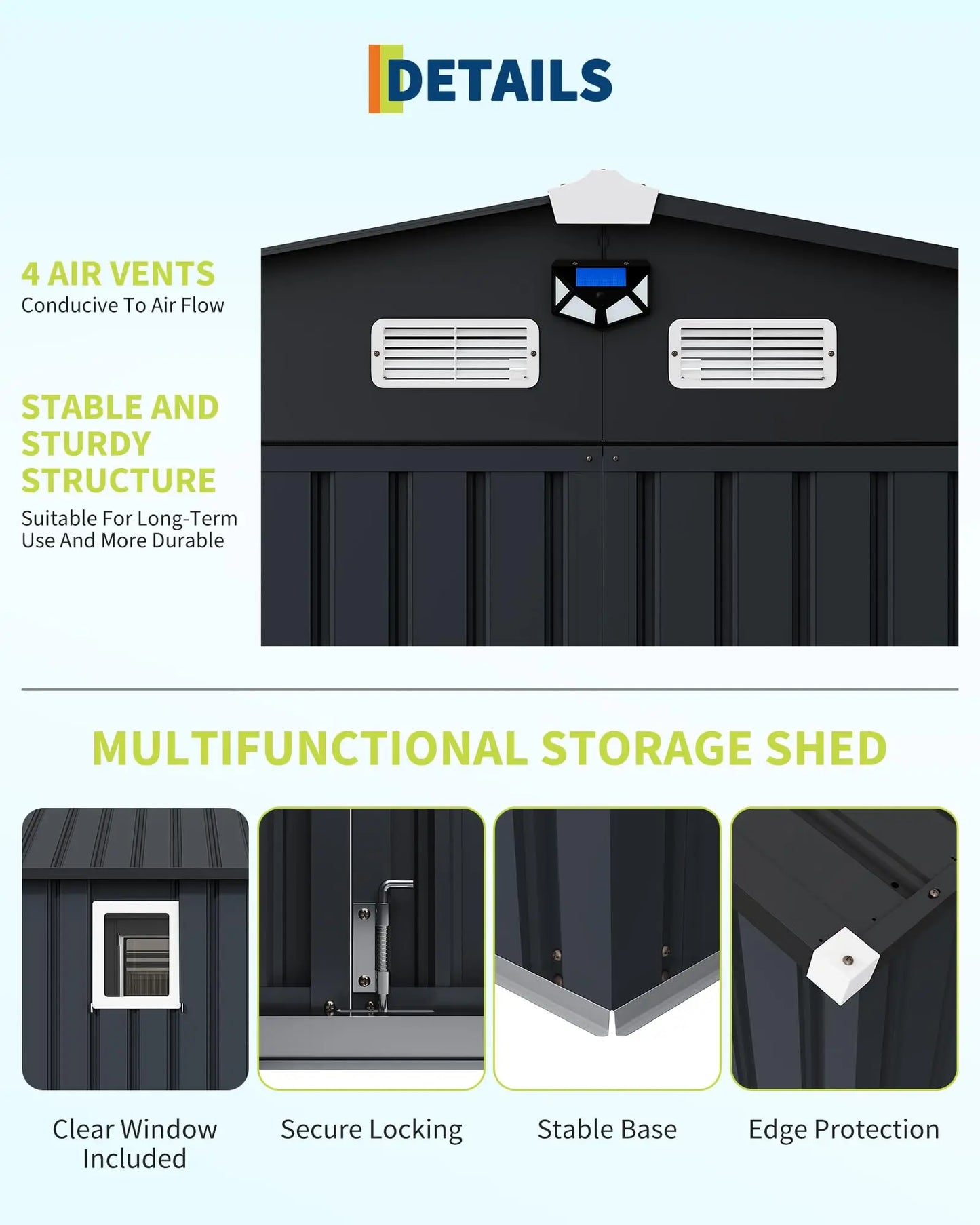 12'x10' Outdoor Storage Shed, Lockable  With Windows