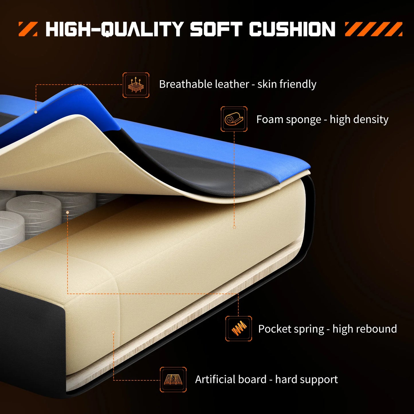 Gaming Chair Adjustable Swivel with Headrest & Lumbar Support