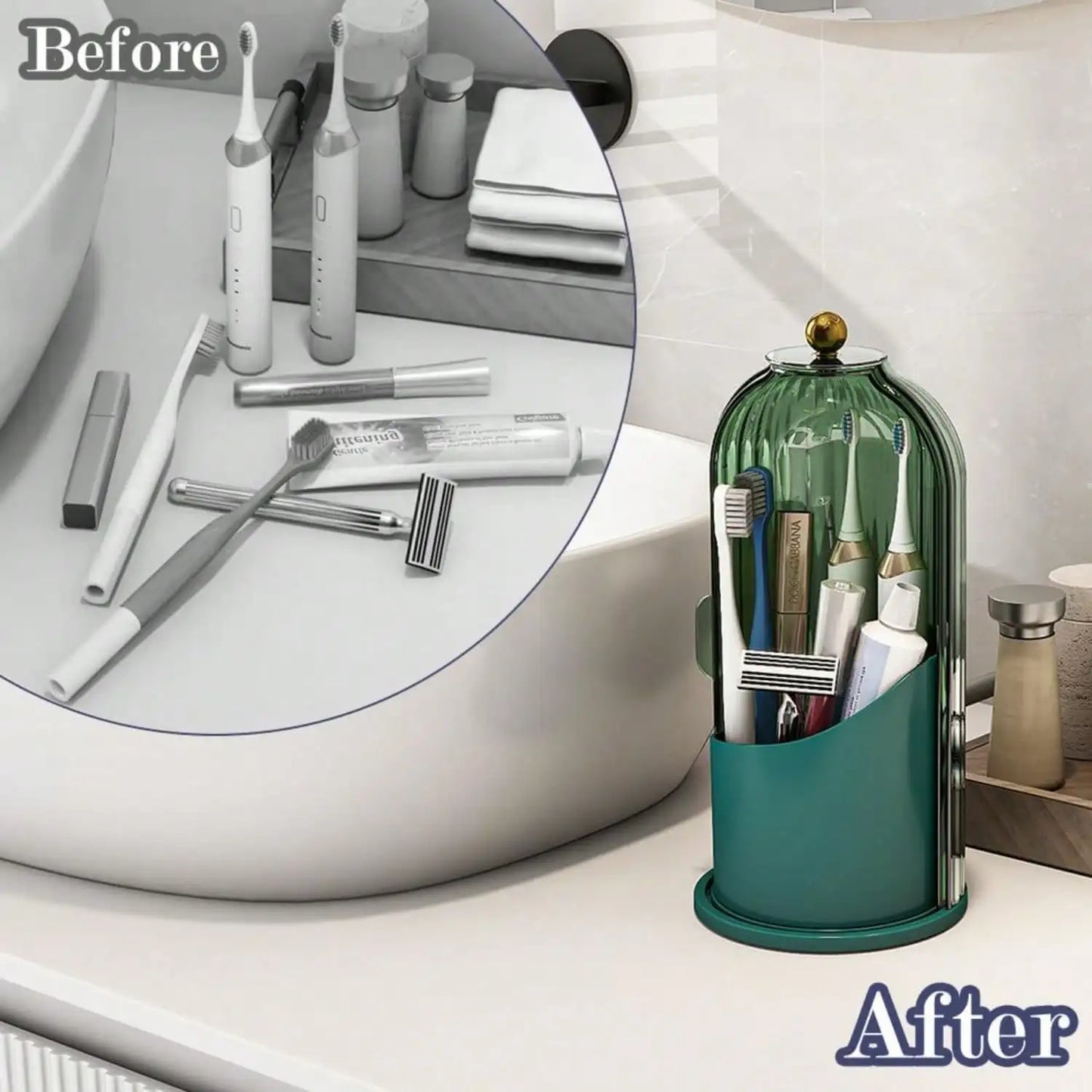 Rotating Electric Dustproof Toothbrush & Toothpaste Holder