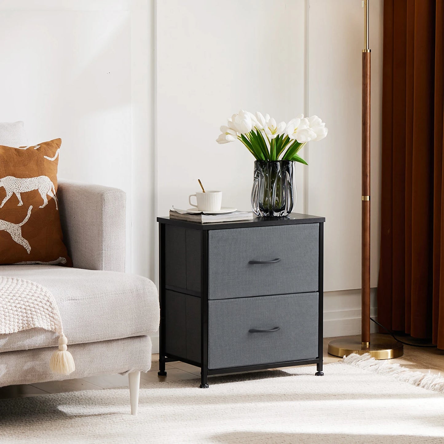 Set of 2 Bedside Nightstand w/2 Drawers