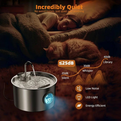 Stainless Steel Water Fountain for Dogs & Cats