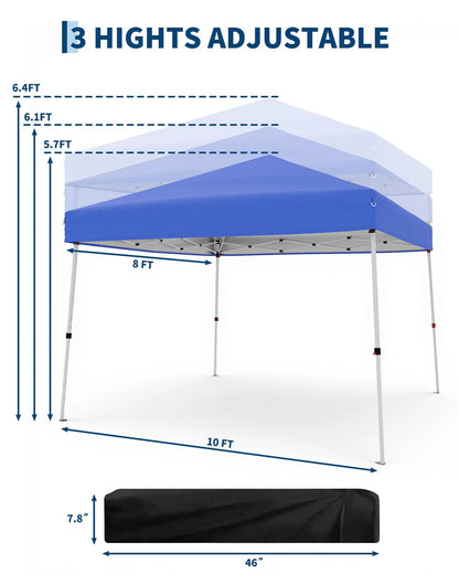 10x10 FT Pop Up Canopy Tent, Waterproof With Carry Bag
