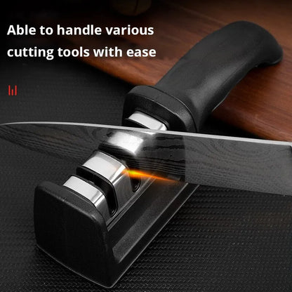 1Pc Black Kitchen Three Segment Knife Sharpener