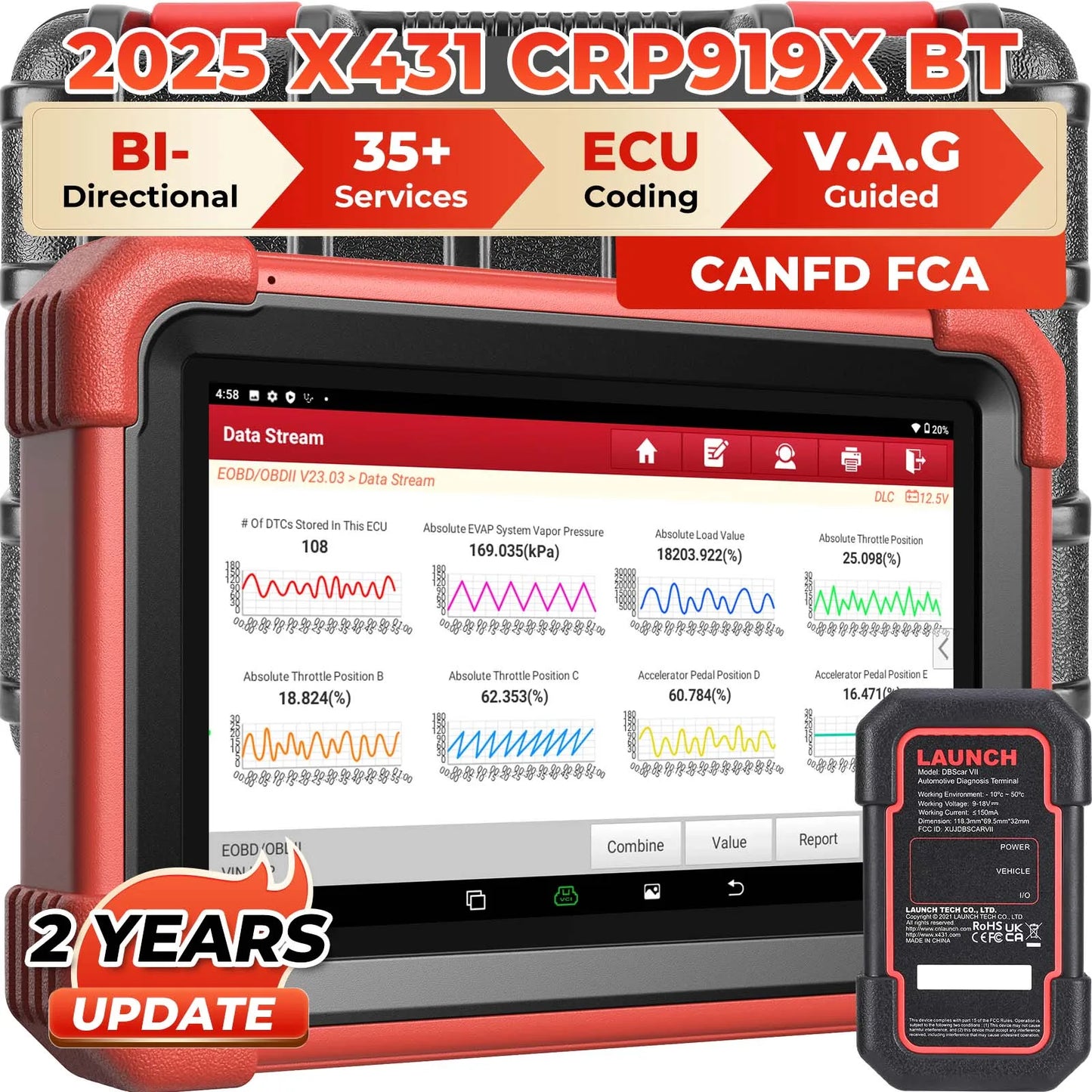 New LAUNCH X431 CRP919XBT OBD2 Scanner